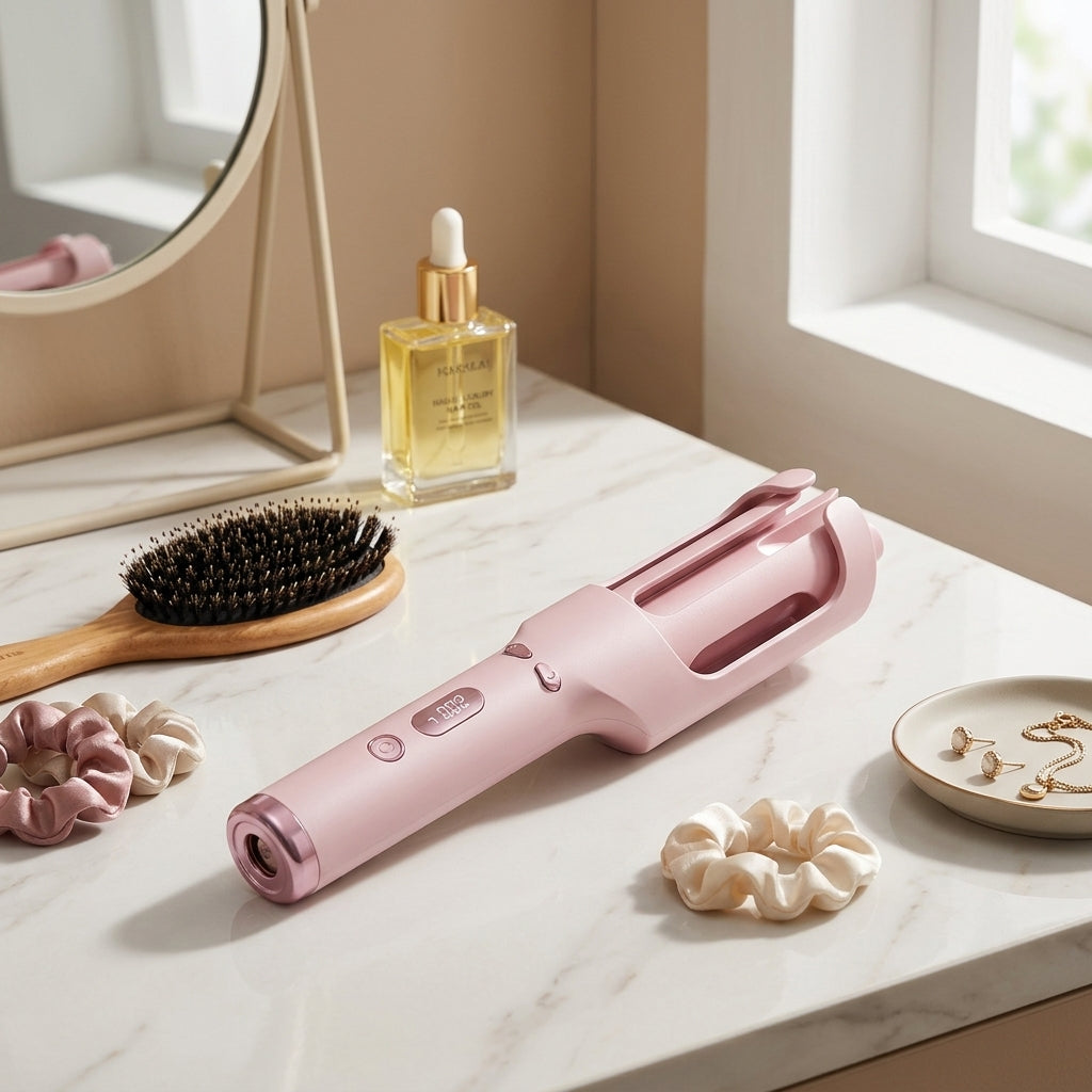 30mm Auto Curling Iron LCD Temp Control Cool Wind Setting