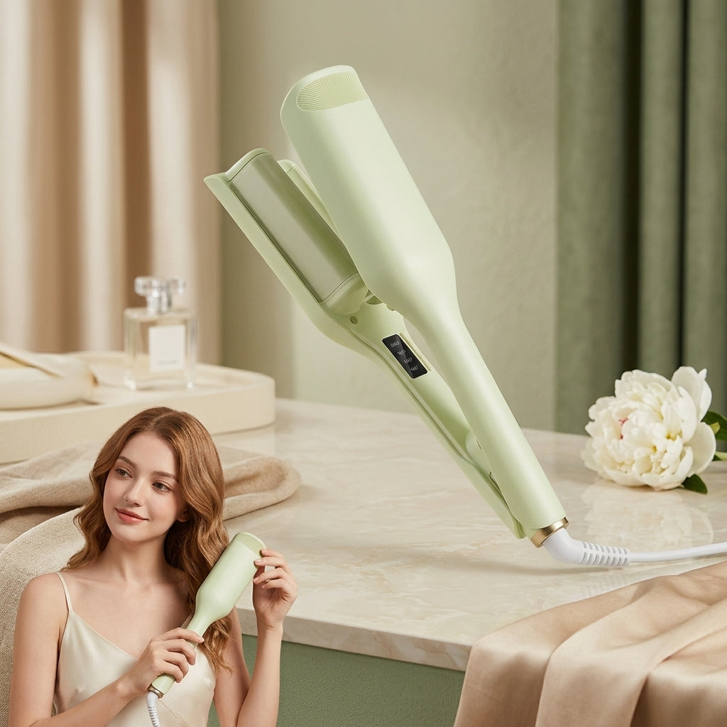 Matcha Green 32mm Egg Roll Curler 4 Temp Negative Ion Anti Scald