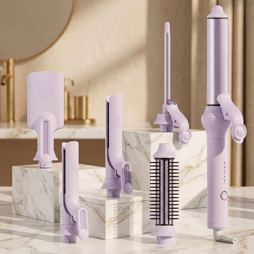 Multi Interchangeable Hair Styler Straightener Crimper Curler