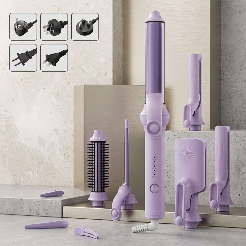 Multi Interchangeable Hair Styler Straightener Crimper Curler