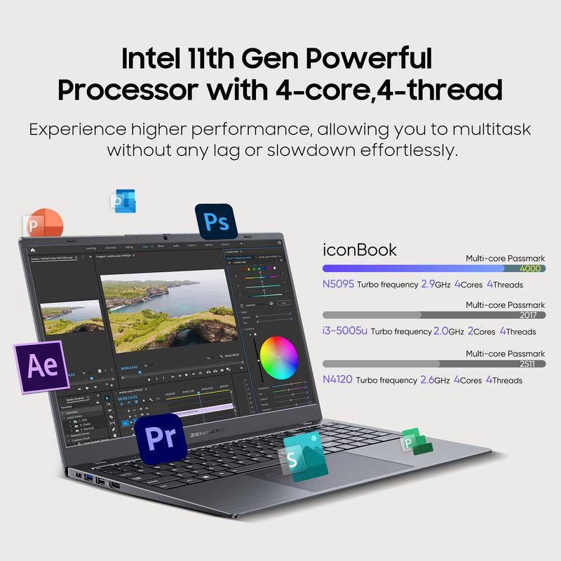 15.6" Laptop 16GB RAM 512GB Nvme SSD, Intel Jasper Lake N5095 (4C4T, up to 2.9Ghz) Windows 11 Pro Light and Thin Notebook Computer with FHD IPS Display, Fingerprint Reader,