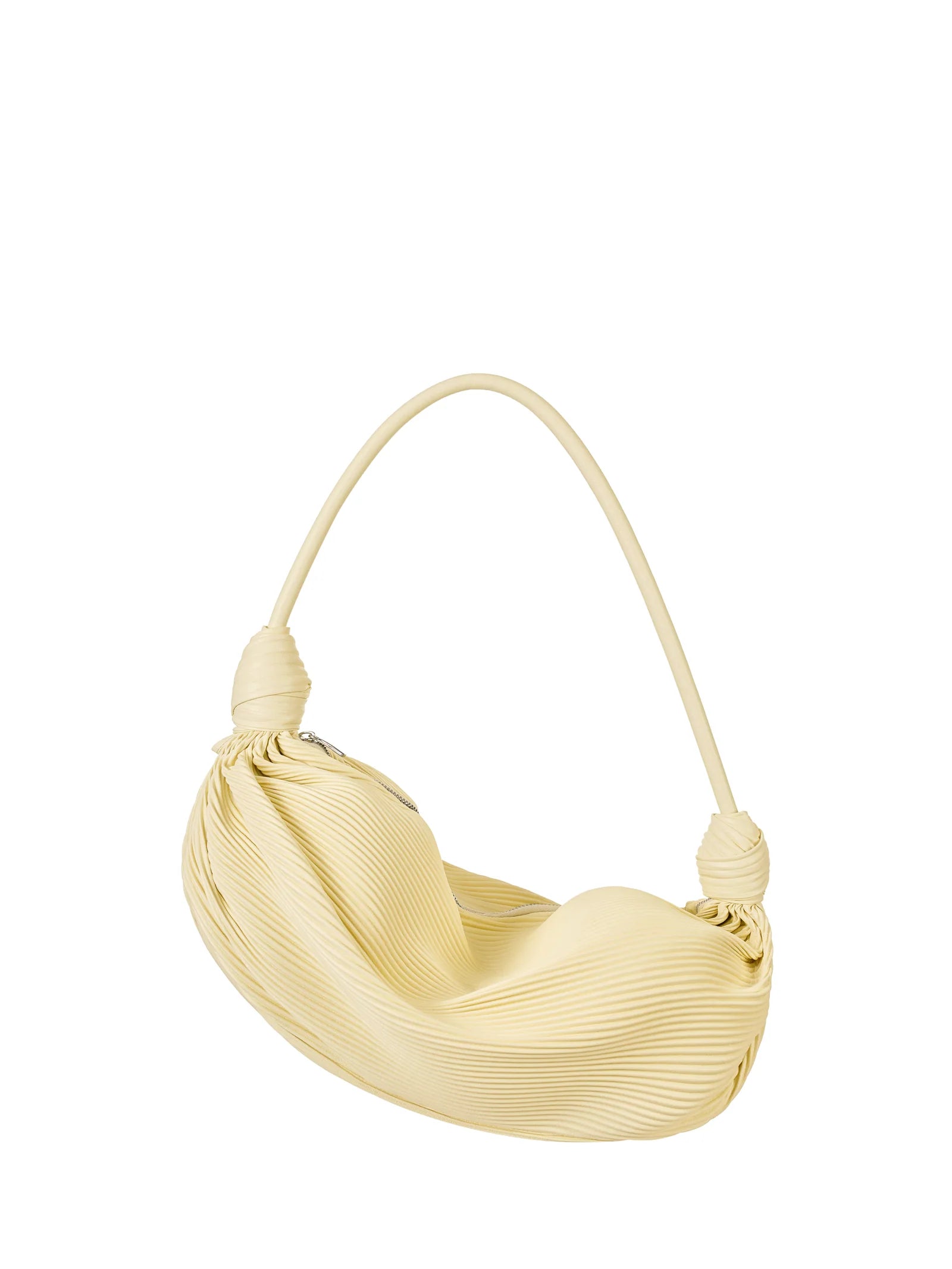 Fresh, pale yellow, pleated single-shoulder underarm bag