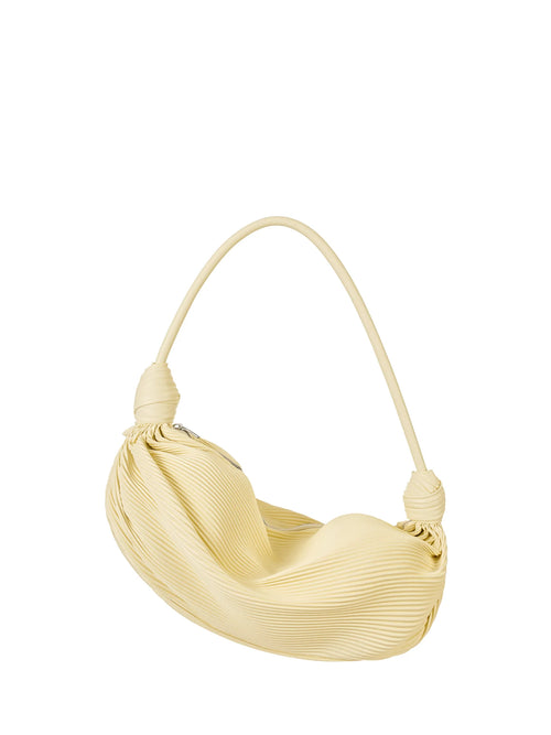 Fresh, pale yellow, pleated single-shoulder underarm bag