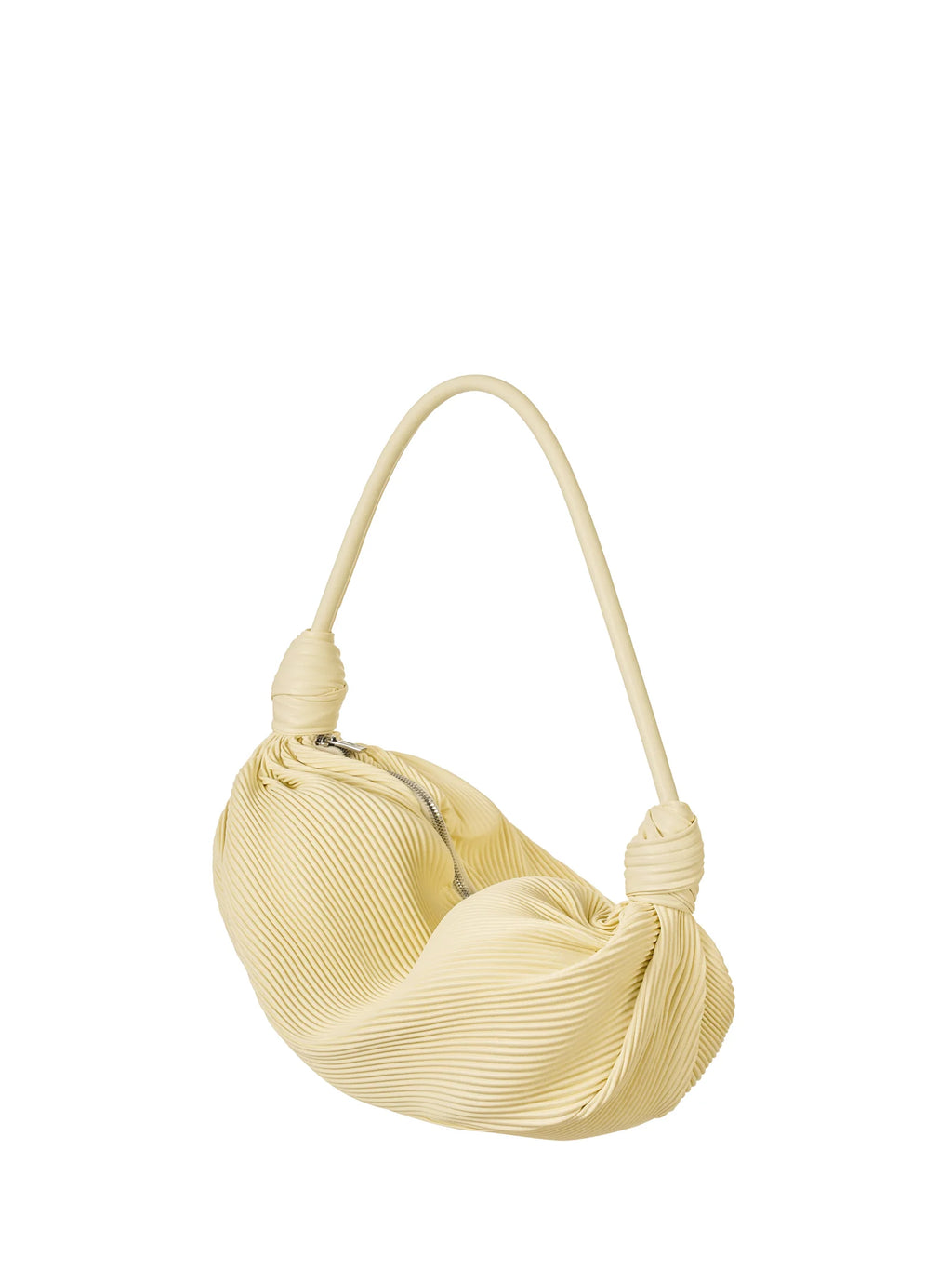 Fresh, pale yellow, pleated single-shoulder underarm bag
