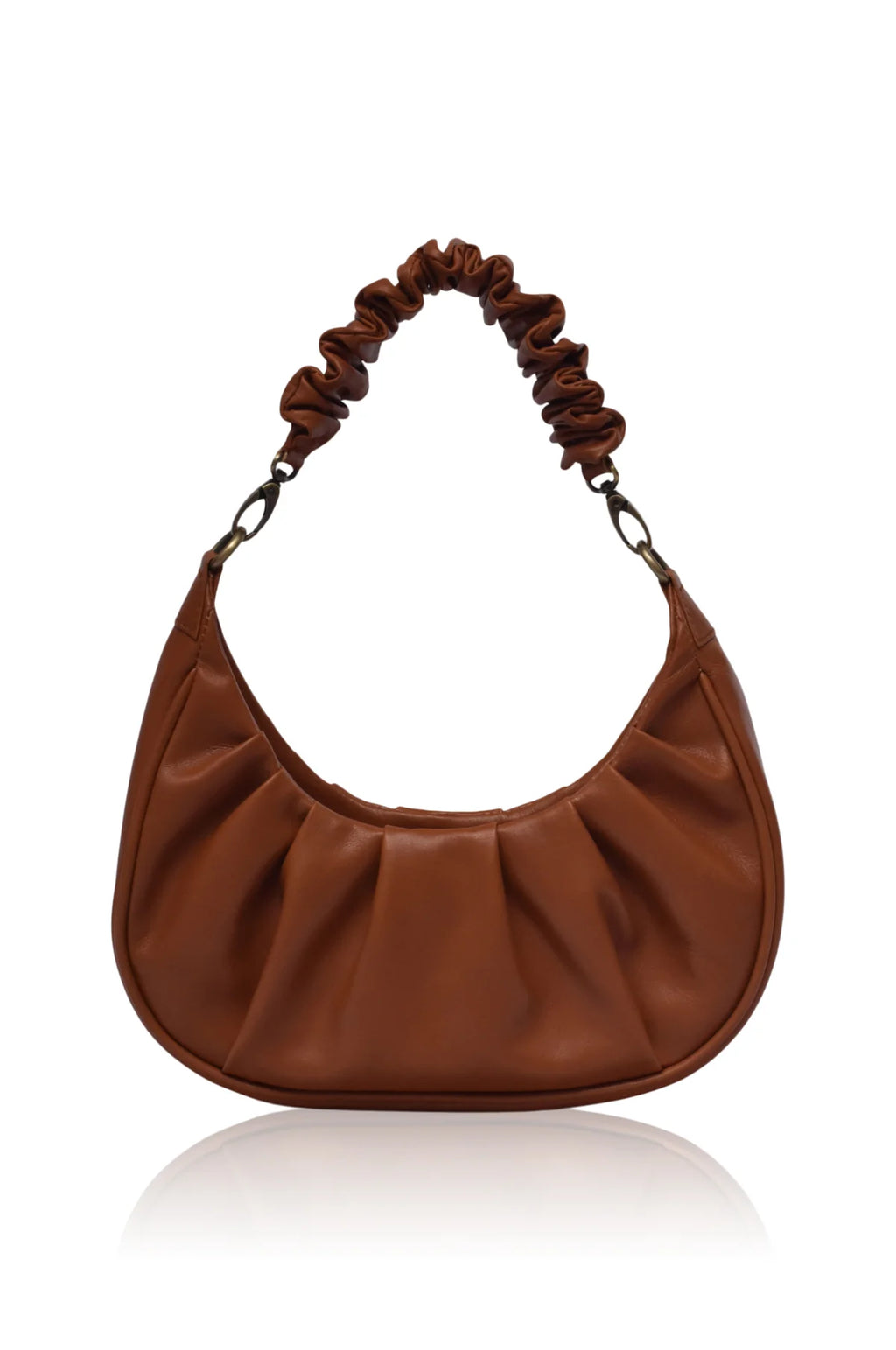 Ruched leather shoulder bag / underarm bag