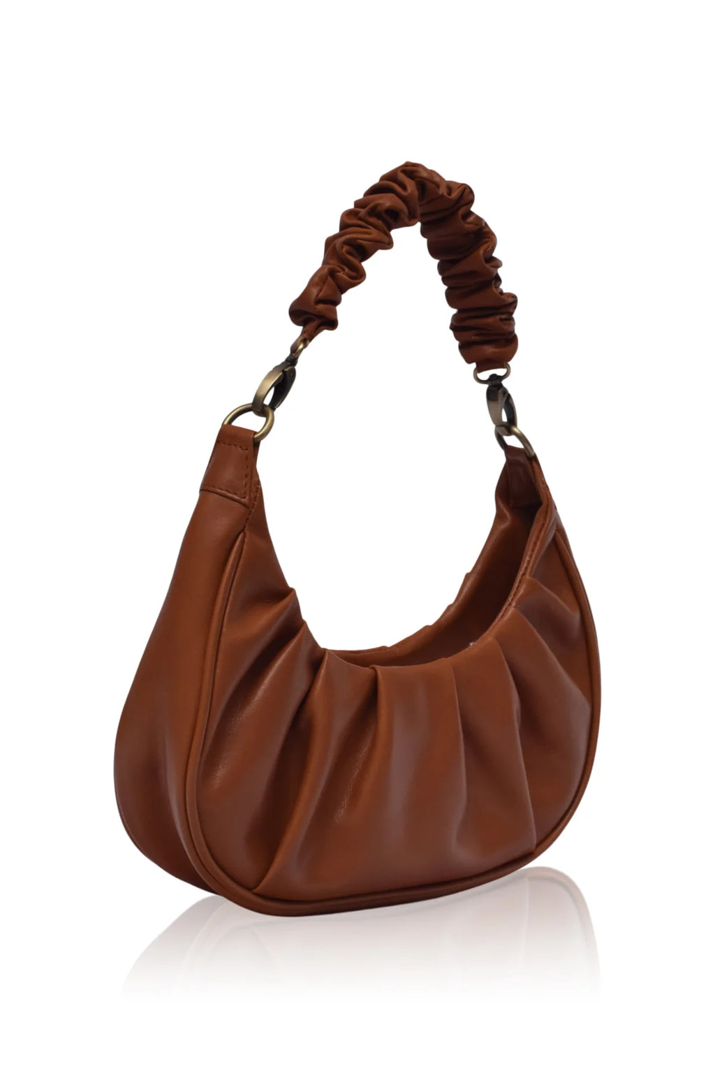 Ruched leather shoulder bag / underarm bag