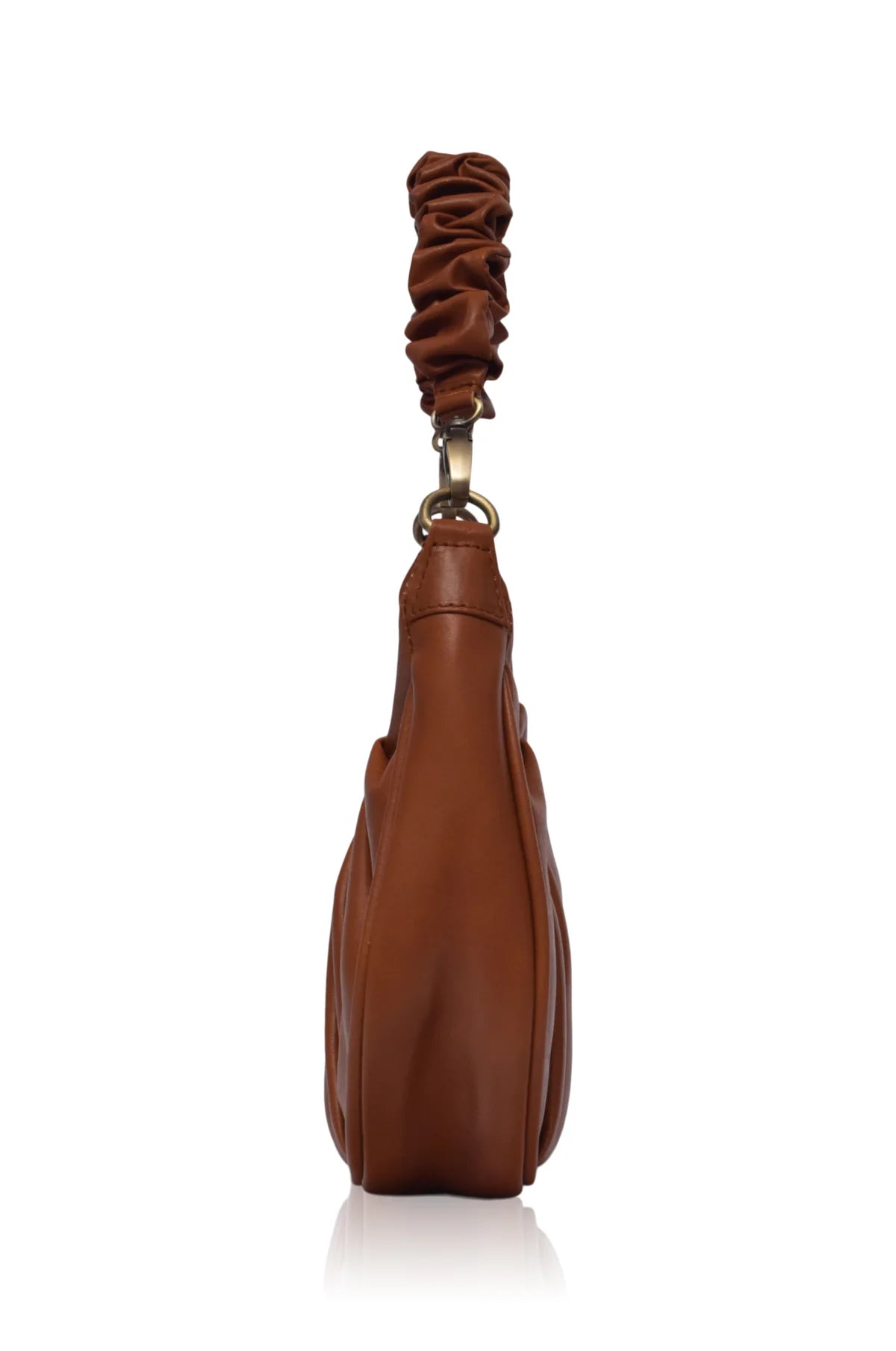 Ruched leather shoulder bag / underarm bag