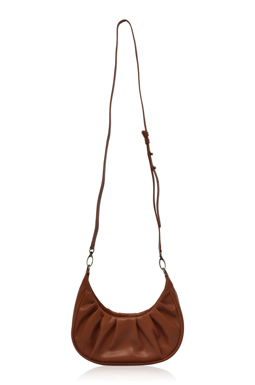 Ruched leather shoulder bag / underarm bag