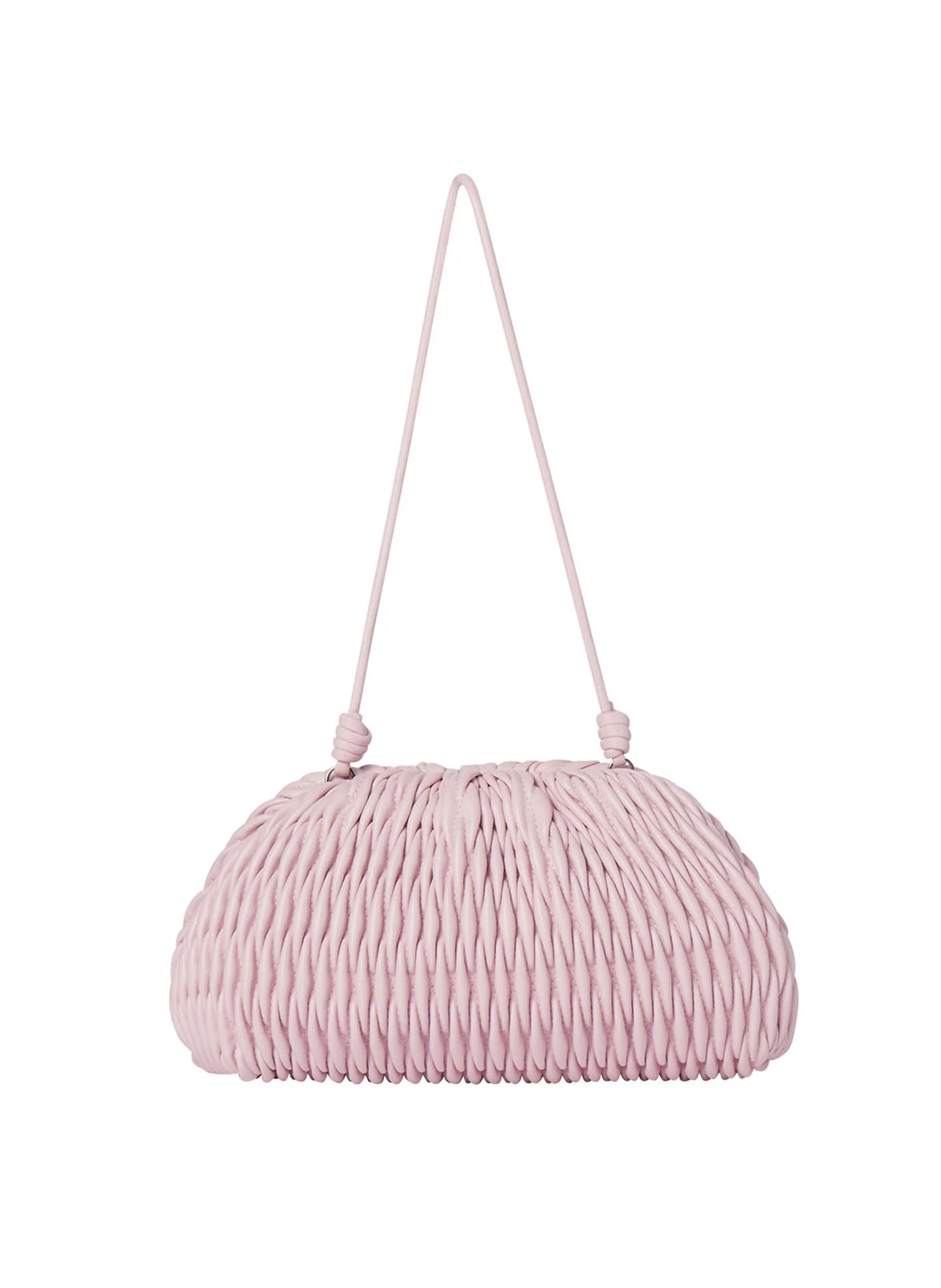 Pink Woven Shoulder Clutch