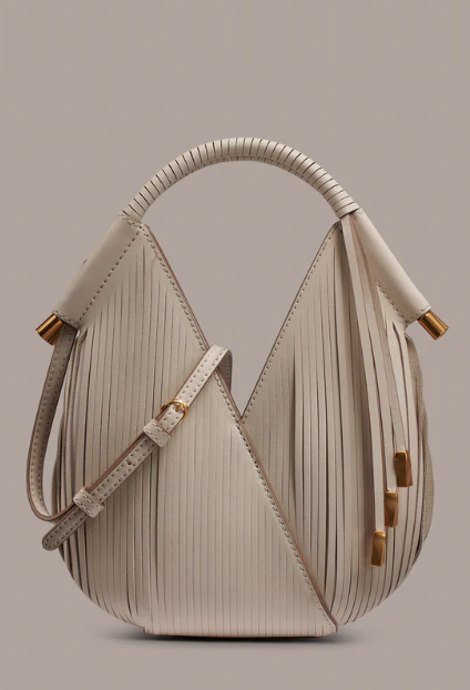 Laser-cut leather mini crossbody bag