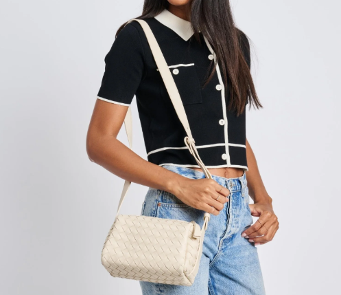 Ivory woven crossbody bag