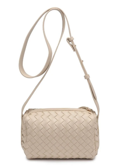 Ivory woven crossbody bag